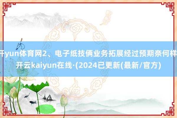 开yun体育网2、电子纸技俩业务拓展经过预期奈何样-开云kaiyun在线·(2024已更新(最新/官方)