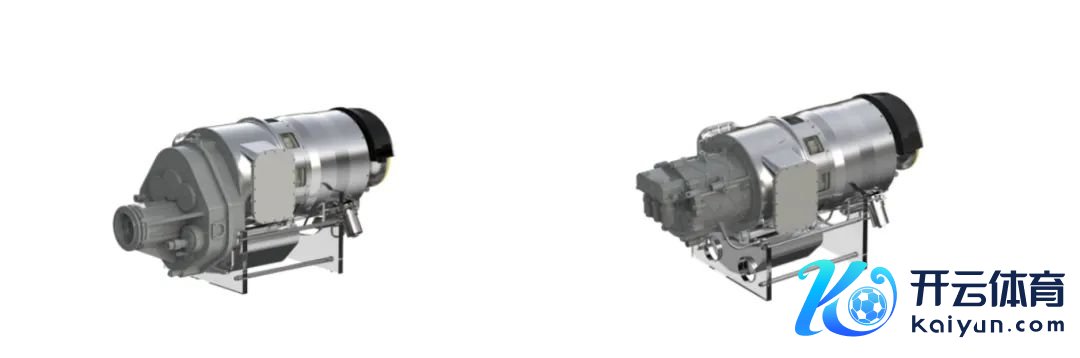 左：WZ-180涡轴发动机，右：WD-300E涡电混动系统